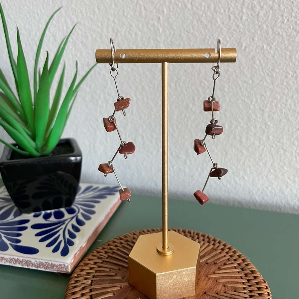 Silver earrings with Goldstone